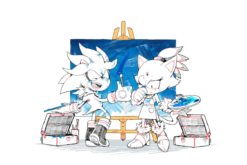 blaze the cat and silver the hedgehog (sonic and 1 more) drawn by aimf
