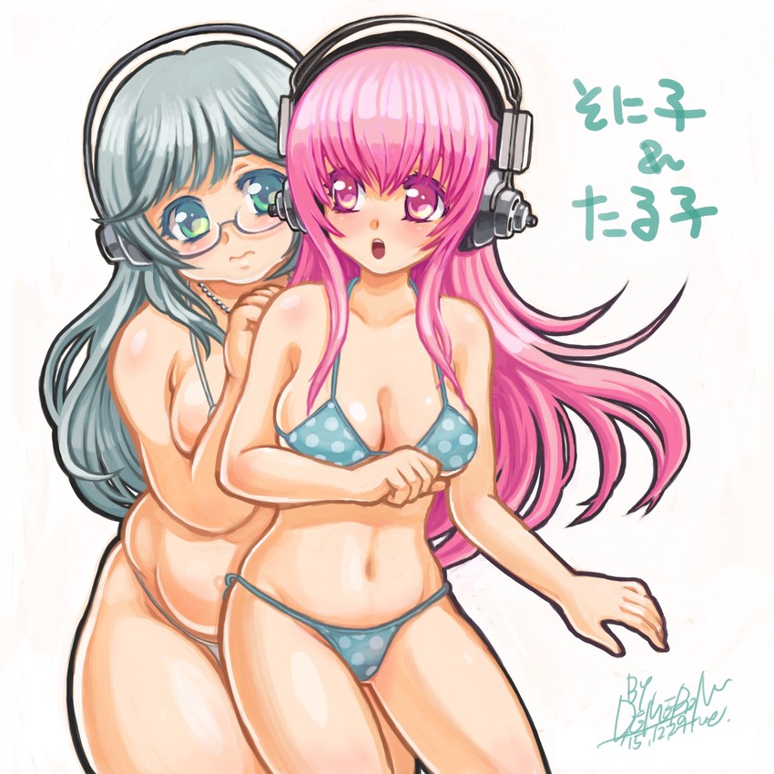 super sonico and super taruco (nitroplus) drawn by demerin