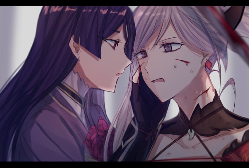 minamoto no raikou and miyamoto musashi (fate and 1 more) drawn by aoki_shizumi