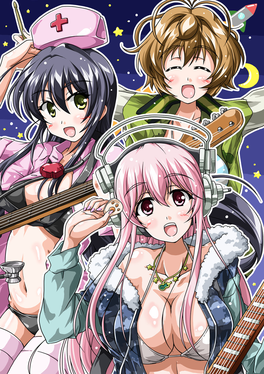 super sonico, watanuki fuuri, and fujimi suzu (nitroplus) drawn by setomi_sora