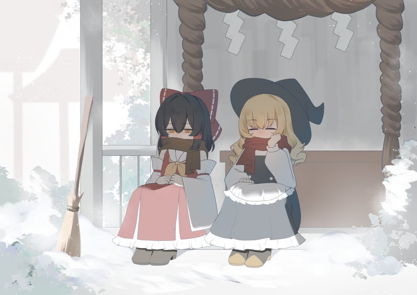 hakurei reimu and kirisame marisa (touhou) drawn by no_noru