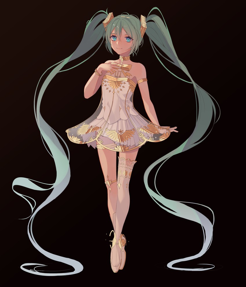 hatsune miku and gramophone miku (vocaloid and 1 more) drawn by yagen_(user_mxur3238)