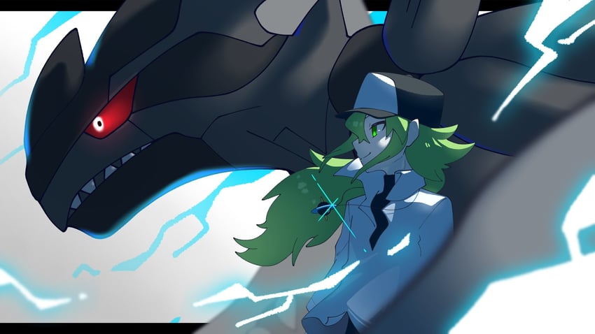 n and zekrom (pokemon and 1 more) drawn by omochi_(omotimotittona3)
