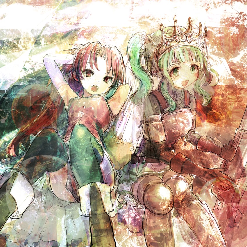 sakura kyoko and futaba sana (mahou shoujo madoka magica and 1 more) drawn by 86thunder