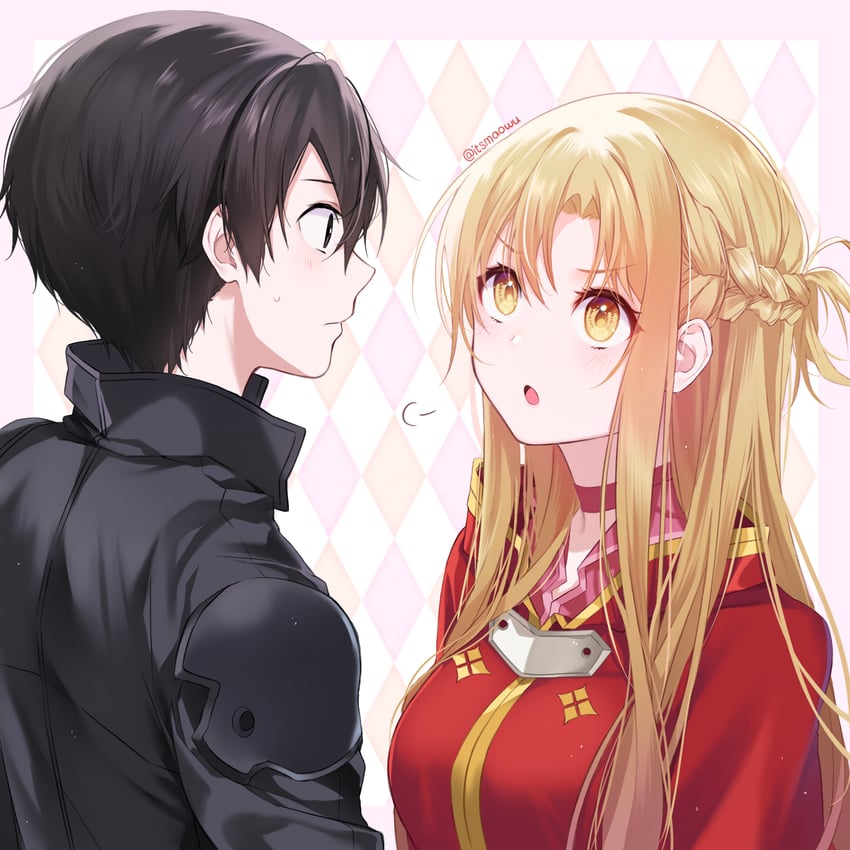 asuna and kirito (sword art online and 1 more) drawn by istriri