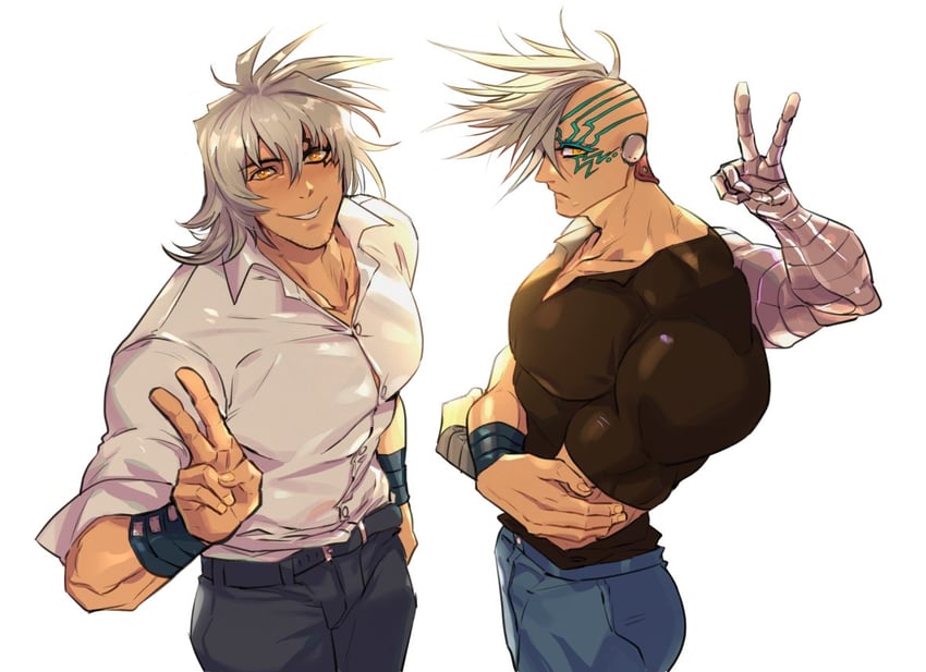 livio the doublefang and razlo the tri-punisher of death (trigun and 1 more) drawn by rozaroza