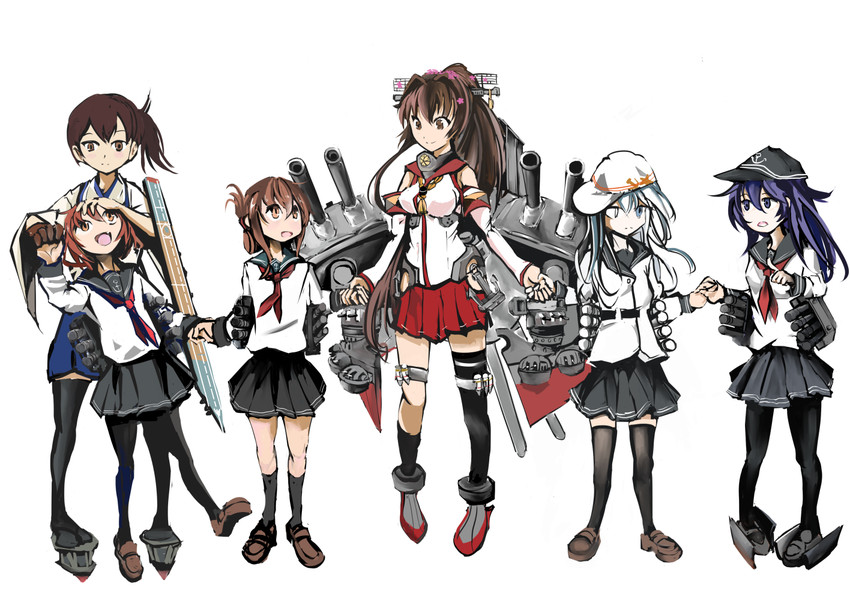 kaga, hibiki, inazuma, ikazuchi, akatsuki, and 2 more (kantai collection) drawn by kotoritoripyo_(longdestiny102)