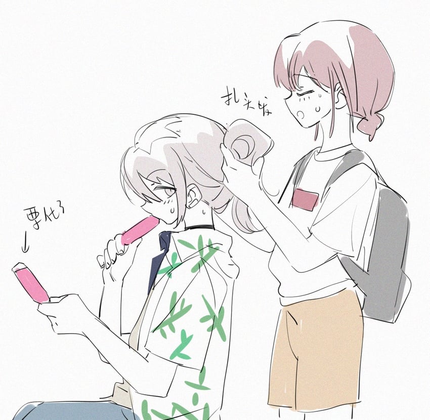 iseri nina and kawaragi momoka (girls band cry) drawn by jhon_trick