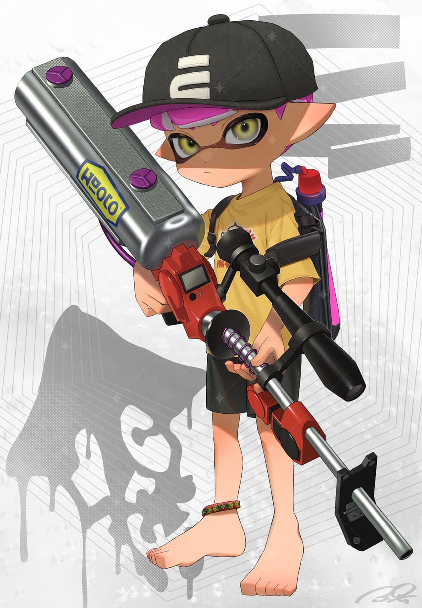 inkling player character and inkling boy (splatoon and 1 more) drawn by puchiman