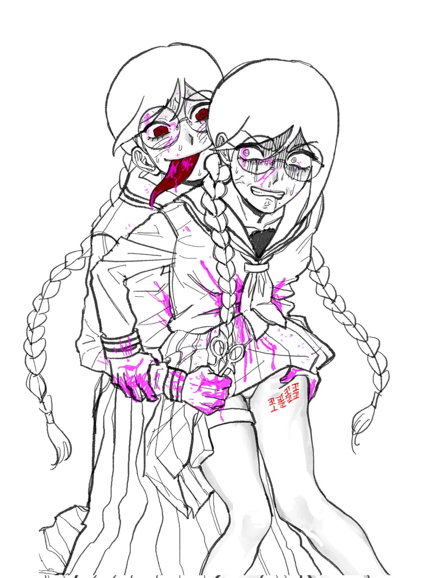 fukawa toko and genocider shou (danganronpa and 1 more) drawn by hamuseutta