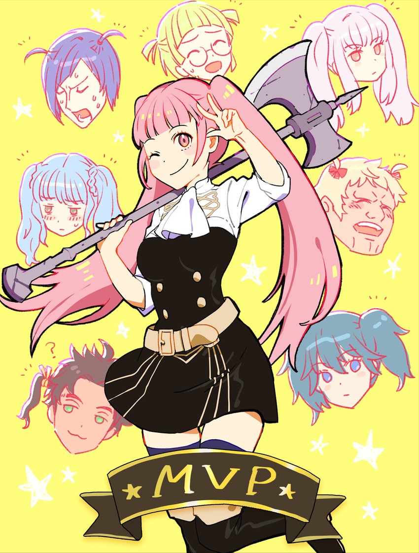 female byleth, hilda valentine goneril, lysithea von ordelia, marianne von edmund, claude von riegan, and 3 more (fire emblem and 1 more) drawn by asao_(vc)
