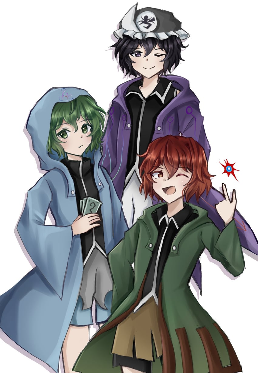 shitodo kuroji, shitodo hooaka, and shitodo aoji (len'en) drawn by temshi