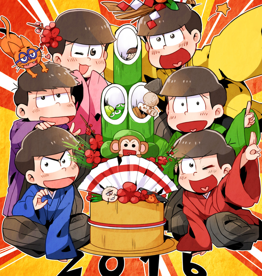matsuno osomatsu, matsuno karamatsu, matsuno ichimatsu, matsuno jyushimatsu, matsuno choromatsu, and 5 more (osomatsu and 2 more) drawn by yuusuke-kun