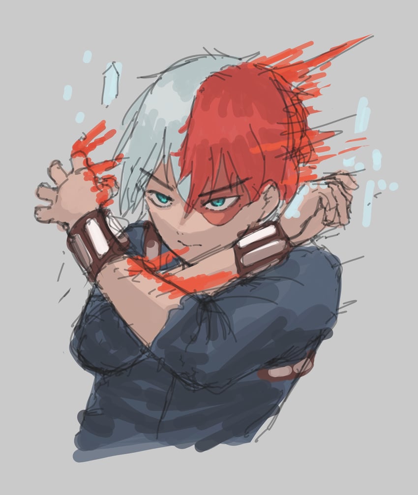todoroki shoto (boku no hero academia) drawn by potatomochii