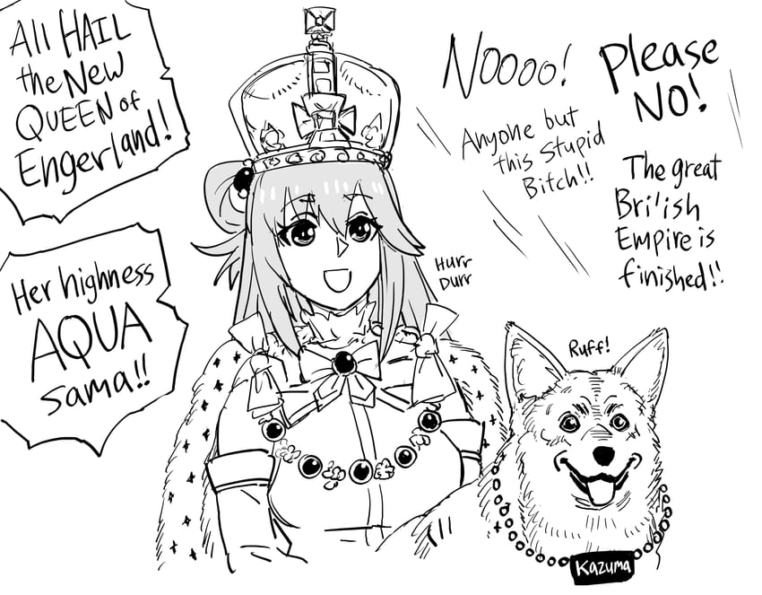 aqua and satou kazuma (kono subarashii sekai ni shukufuku wo! and 1 more) drawn by bb_(baalbuddy)
