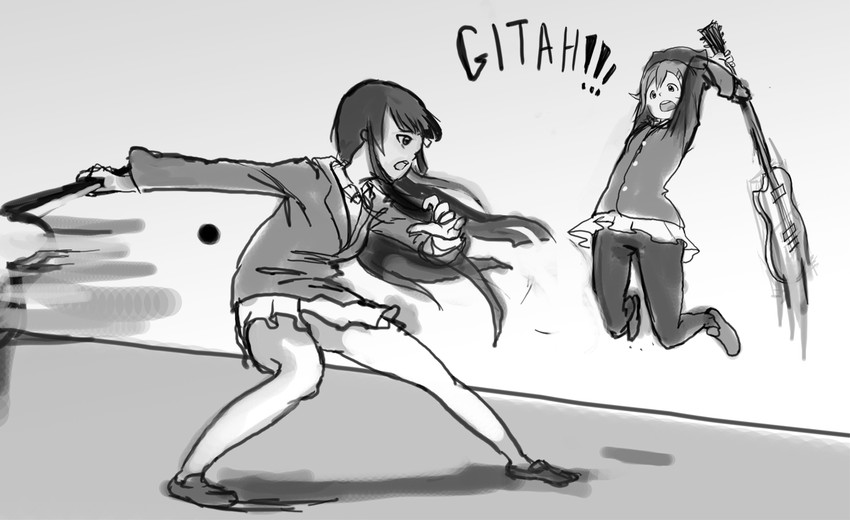 akiyama mio and hirasawa yui (k-on!) drawn by drawfag