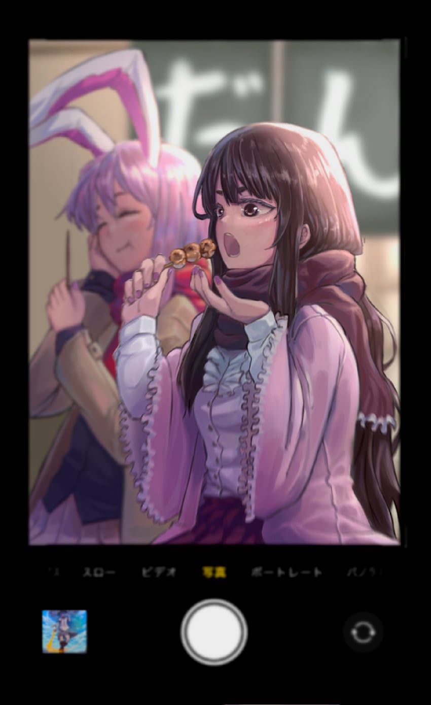 reisen udongein inaba, hinanawi tenshi, and houraisan kaguya (touhou) drawn by kaden_(muxt8423)