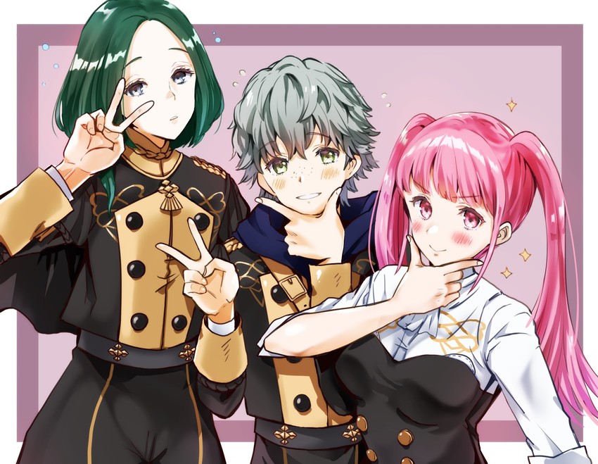 hilda valentine goneril, linhardt von hevring, and ashe ubert (fire emblem and 1 more) drawn by oroshipon_zu