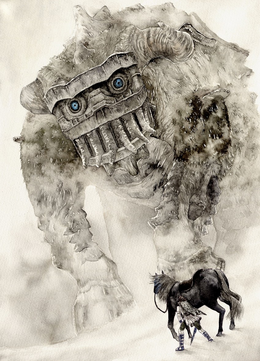 wander and quadratus (shadow of the colossus) drawn by terumidot506