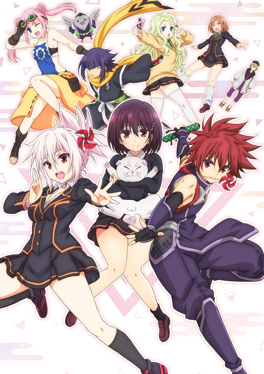 kazamaki matsuri, kanade suzu, shirogane, ninokuru soga, tsukioka lucy, and 4 more (ayakashi triangle) drawn by furukawa_hideki