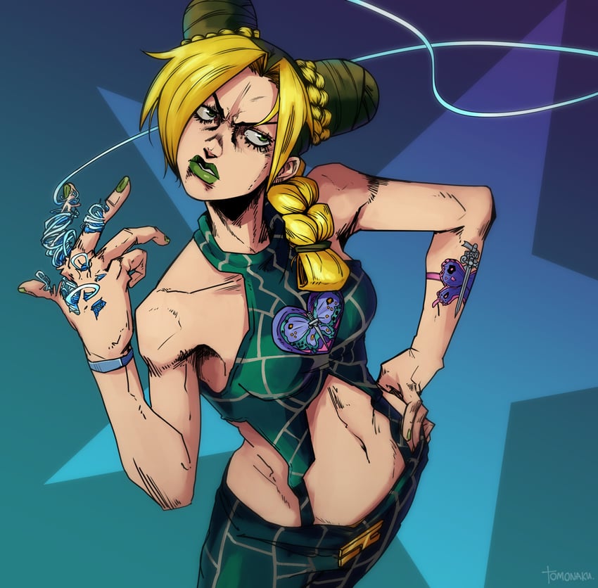 kujo jolyne (jojo no kimyou na bouken and 1 more) drawn by tomonaku