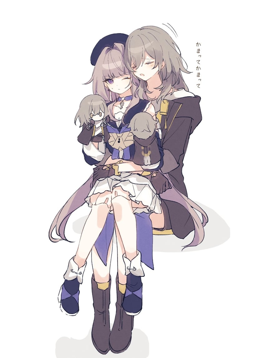 trailblazer, stelle, caelus, and herta (honkai and 1 more) drawn by genshou_ex