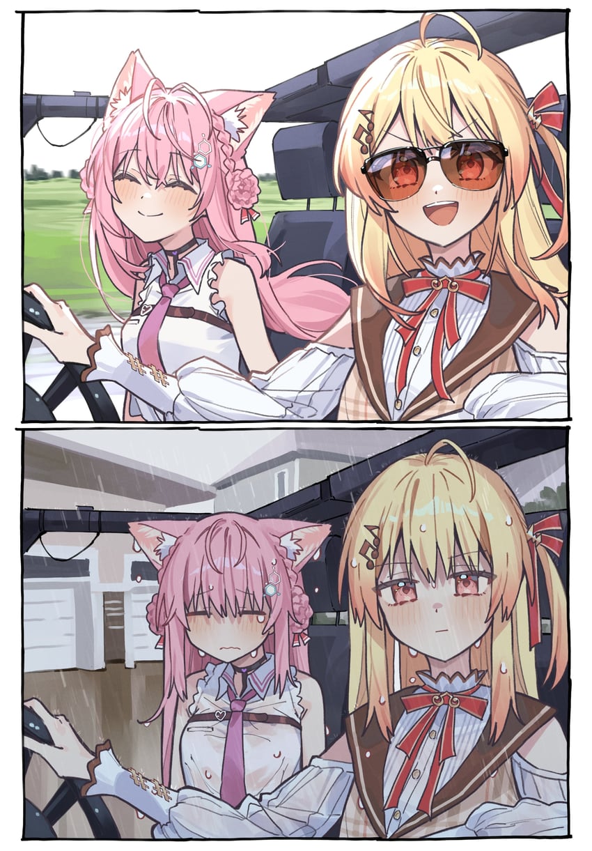 hakui koyori and otonose kanade (hololive and 1 more) drawn by tsukino_(nakajimaseiki)