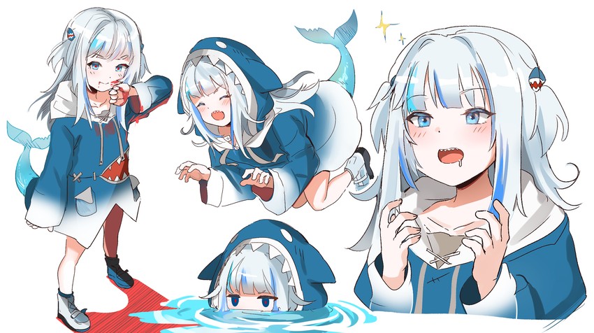 gawr gura (hololive and 1 more) drawn by ormille