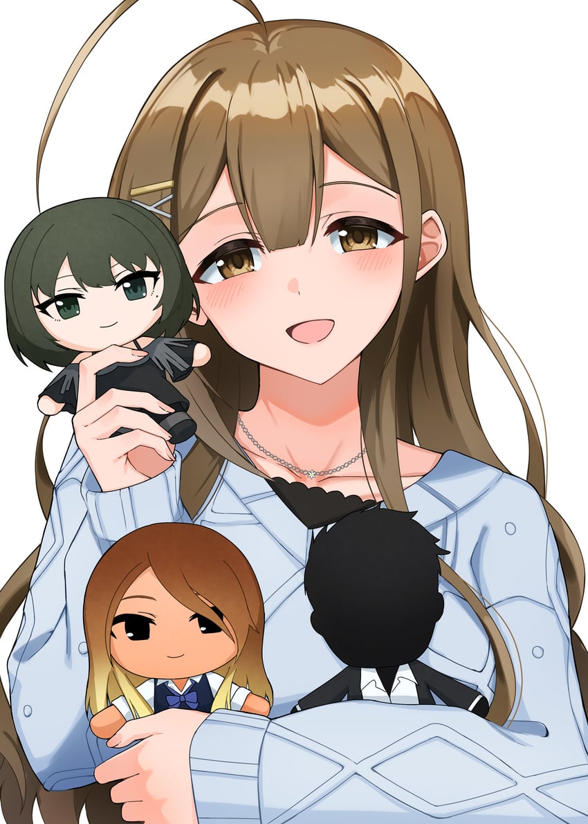 takagaki kaede, kuwayama chiyuki, izumi mei, and amai tsutomu (idolmaster and 2 more) drawn by camellia_90
