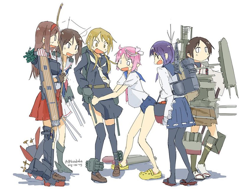 shoukaku, maya, i-58, satsuki, hyuuga, and 7 more (kantai collection and 1 more) drawn by kusakabe_(kusakabeworks)
