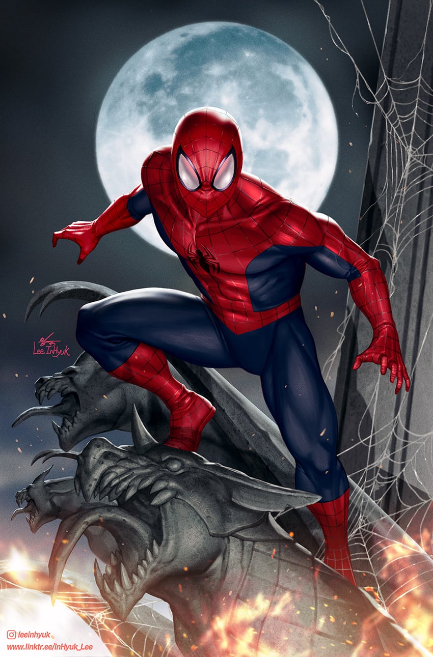 spider-man and peter parker (marvel and 2 more) drawn by in-hyuk_lee