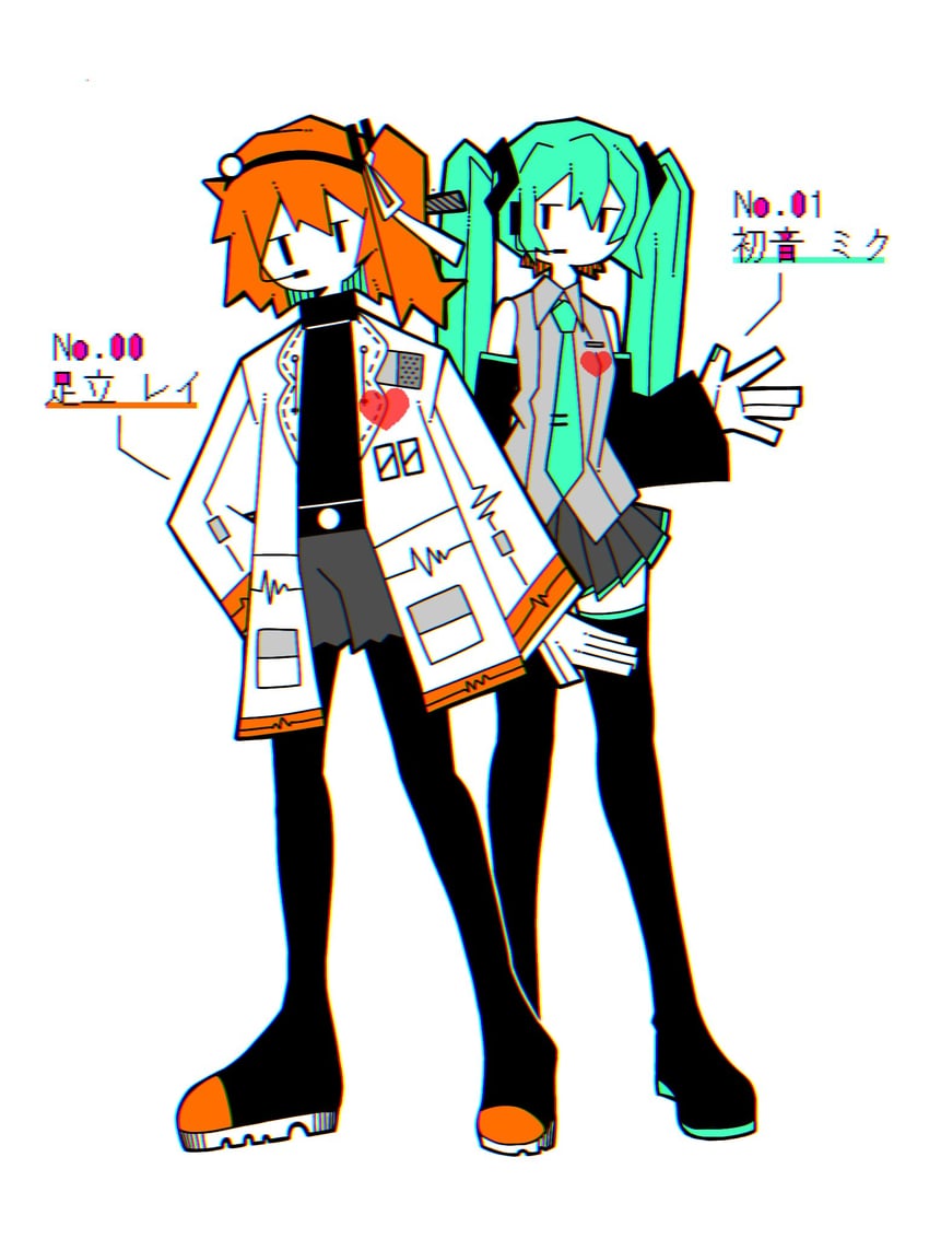 hatsune miku and adachi rei (vocaloid and 2 more) drawn by moku-loto