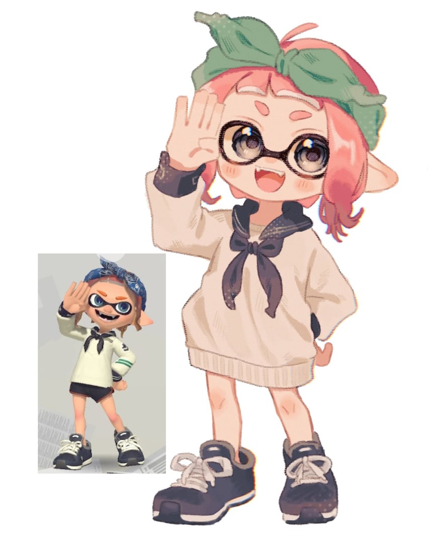 inkling player character and inkling girl (splatoon and 1 more) drawn by ochocho2828