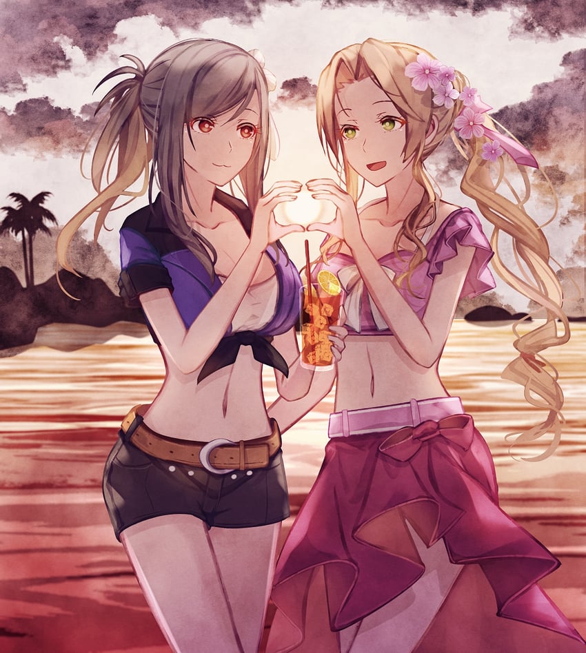 tifa lockhart and aerith gainsborough (final fantasy and 3 more) drawn by mirrorclew