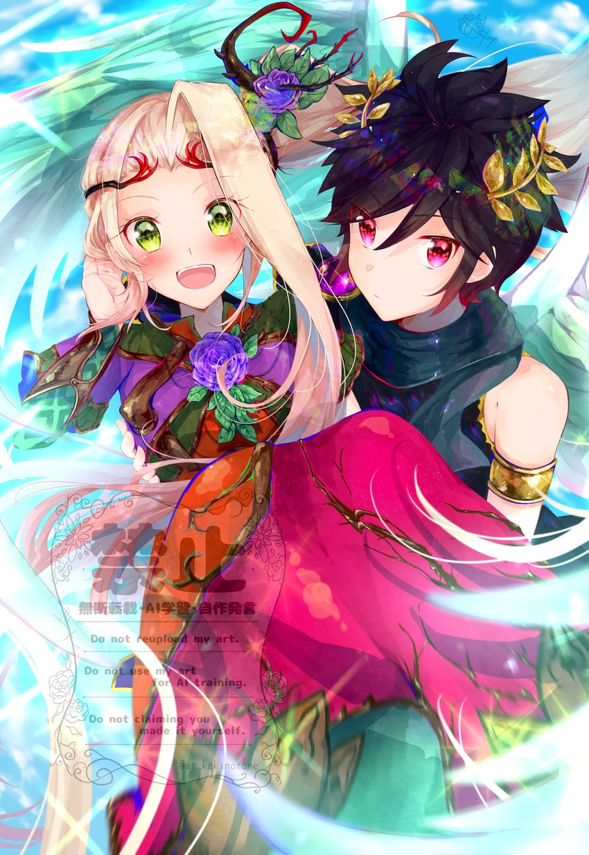 dark pit and viridi (kid icarus and 1 more) drawn by nemu_(ut_kakinotane)