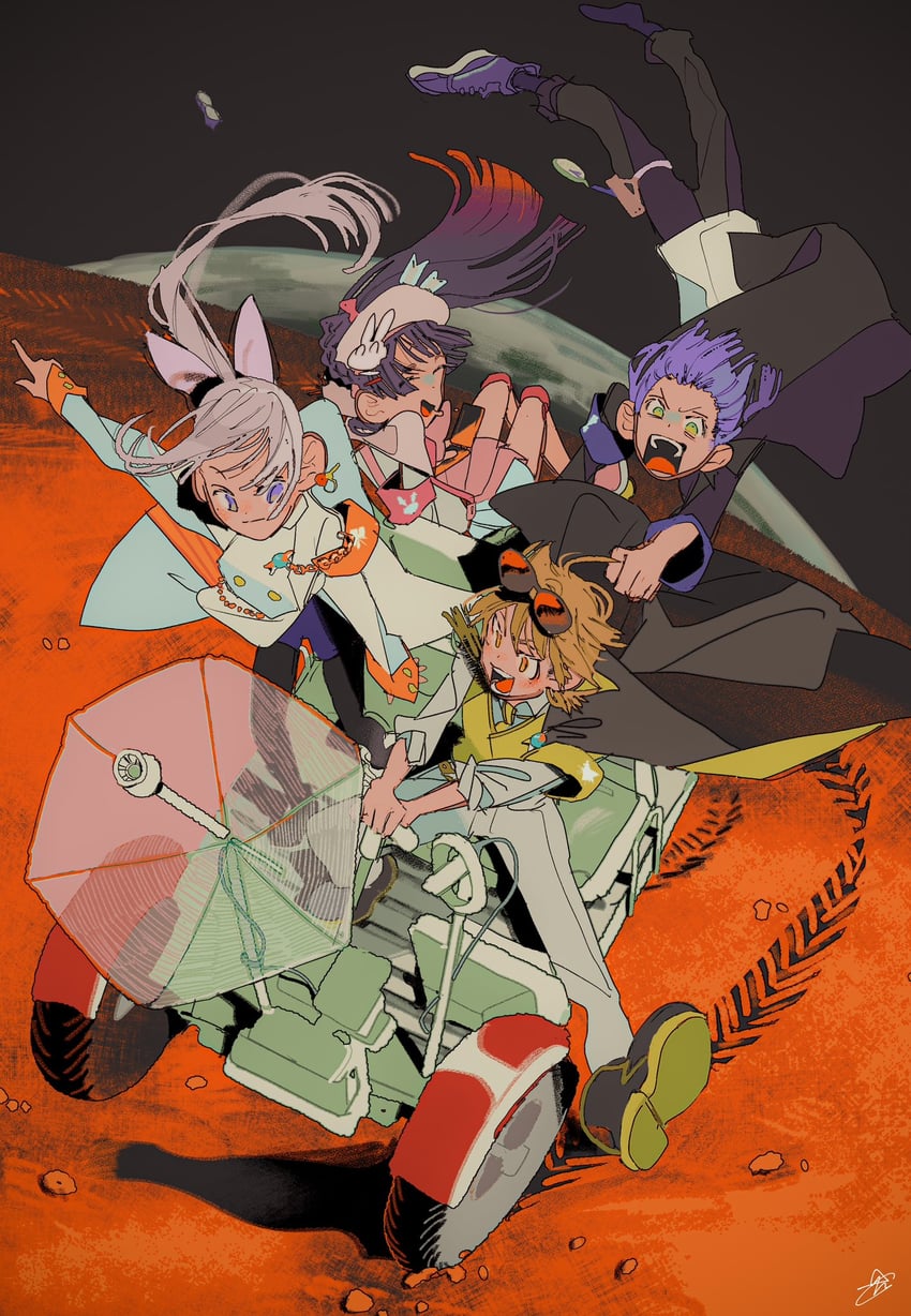 tsukino mito, higuchi kaede, kenmochi touya, and fushimi gaku (nijisanji) drawn by c_am_c_am
