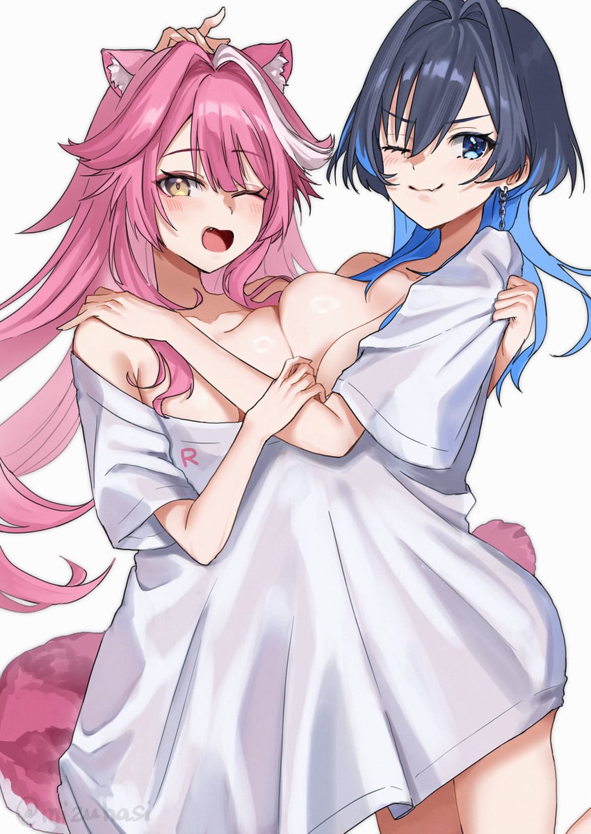 ouro kronii and raora panthera (hololive and 1 more) drawn by mizuhasi