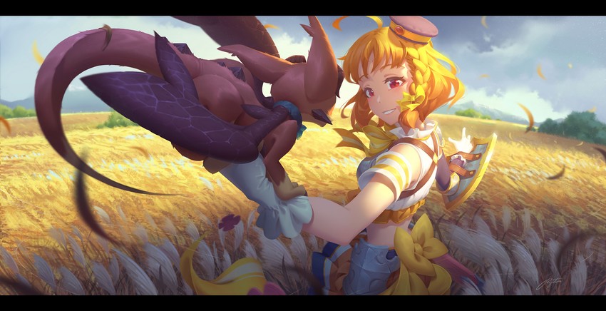 takami chika and vyrn (love live! and 2 more) drawn by regition