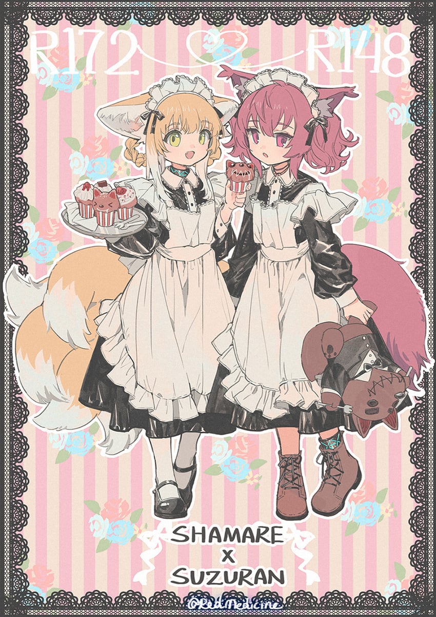suzuran, shamare, and morte (arknights) drawn by red_medicine