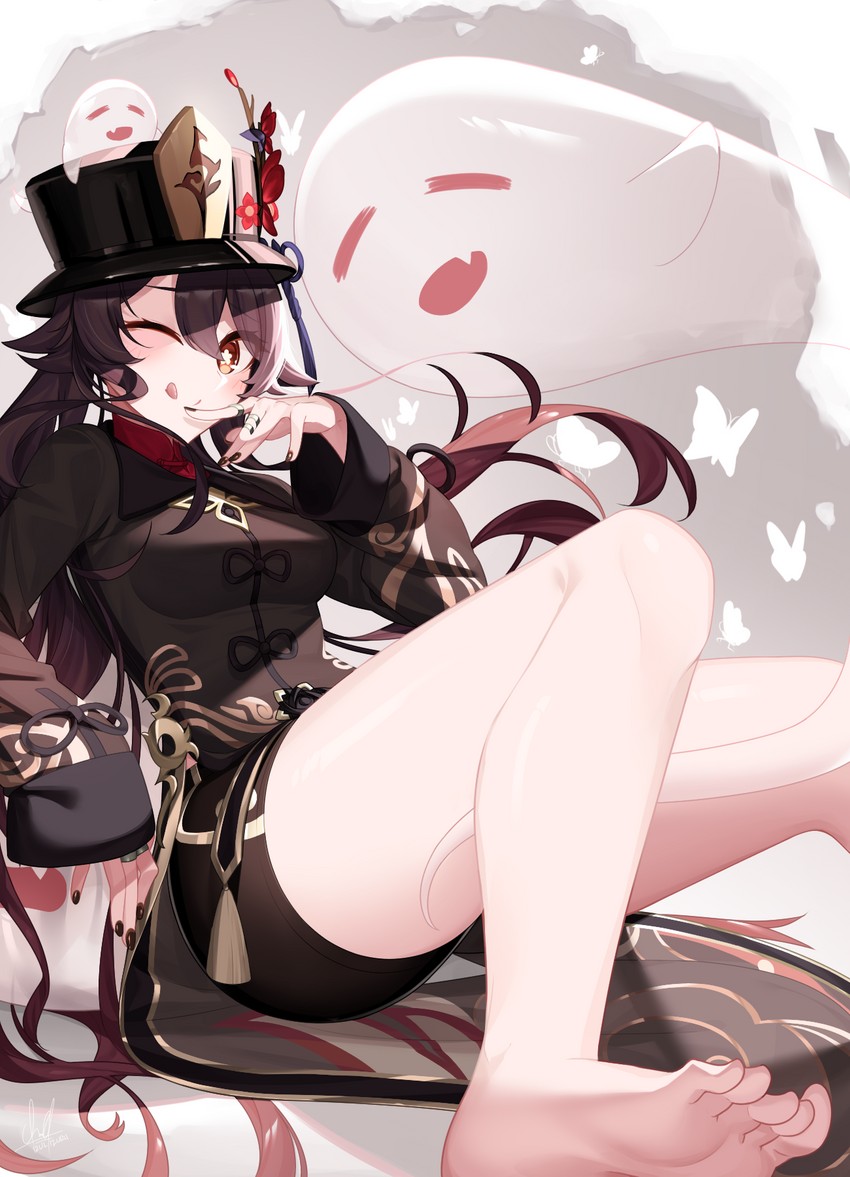 hu tao and boo tao (genshin impact) drawn by nanatsuichi