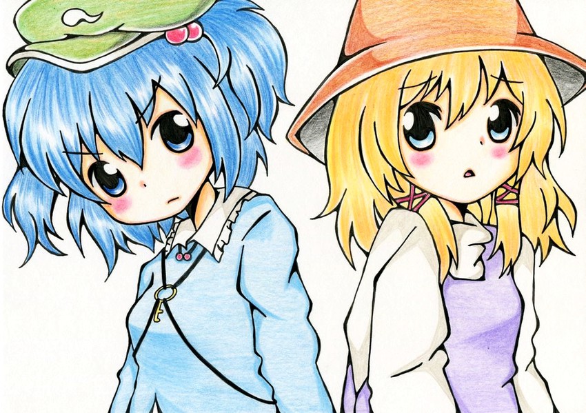 moriya suwako and kawashiro nitori (touhou) drawn by meme-tan_(bana_nan26)