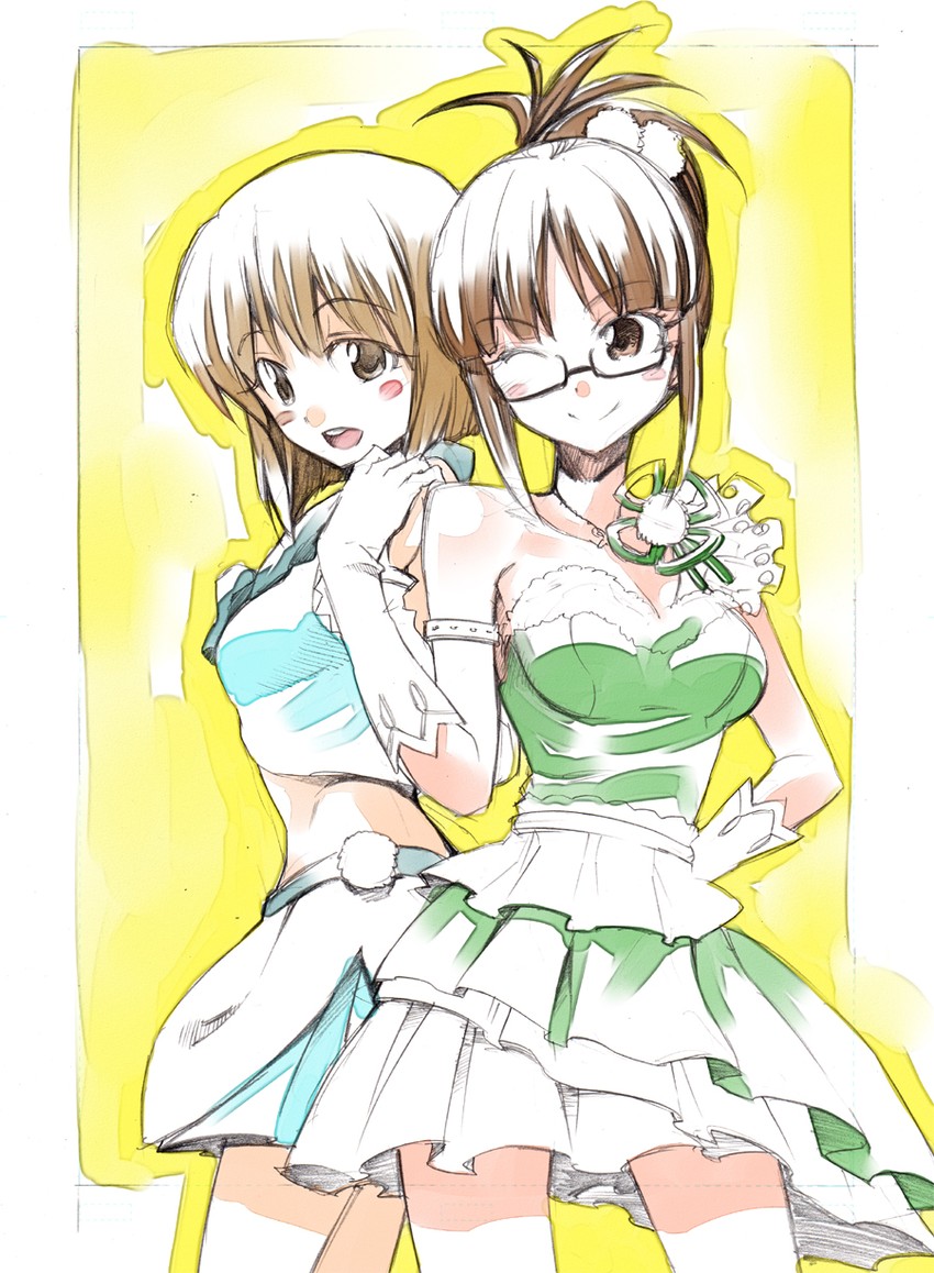 hagiwara yukiho and akizuki ritsuko (idolmaster) drawn by kurose_kousuke