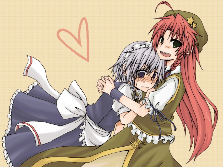 izayoi sakuya and hong meiling (touhou) drawn by yuuta_(monochrome)