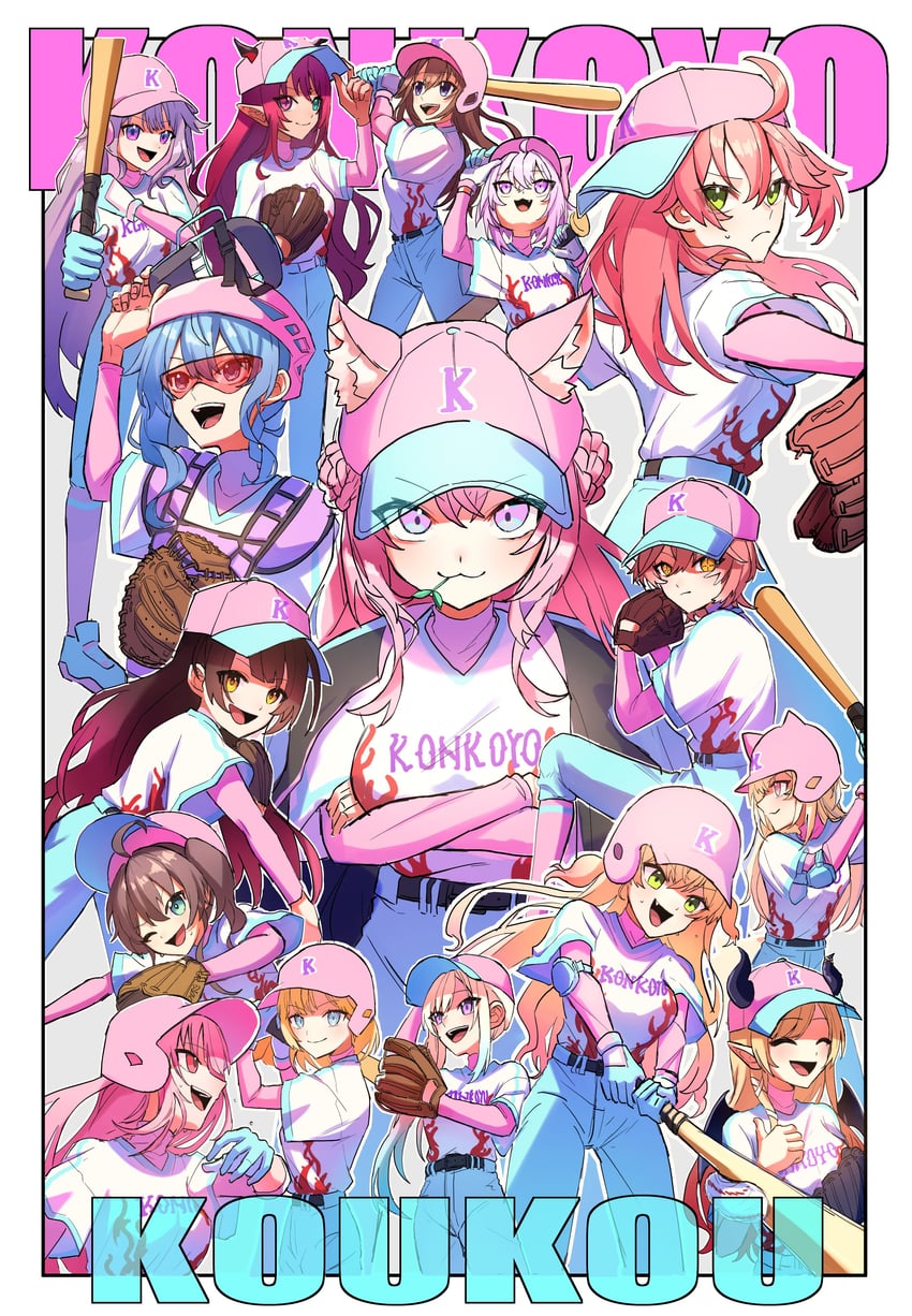 hoshimachi suisei, mori calliope, nekomata okayu, sakura miko, watson amelia, and 11 more (hololive and 2 more) drawn by a-rufu