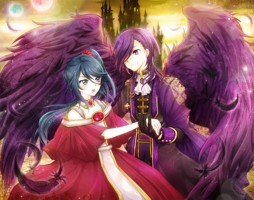 kamazuki suzuno, urushihara hanzou, lucifer, and crestia bell (hataraku maou-sama!) drawn by kapin