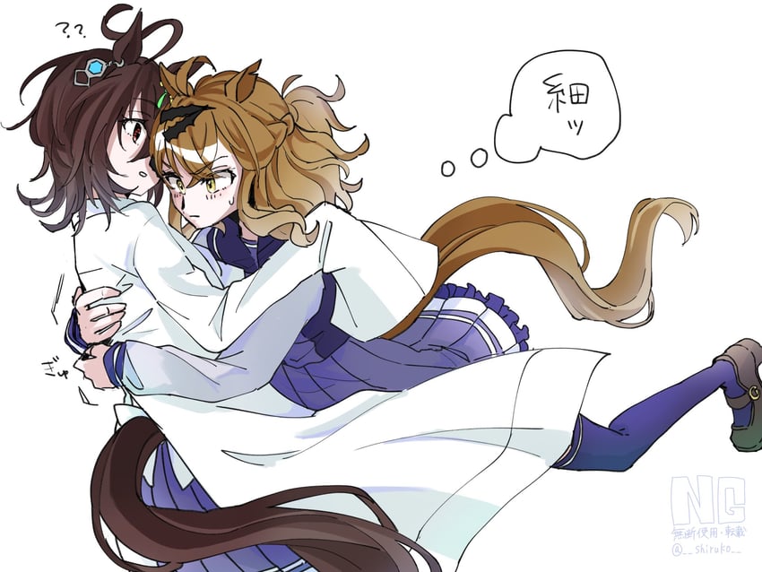 agnes tachyon and jungle pocket (umamusume) drawn by shiruko_(oshiruko)