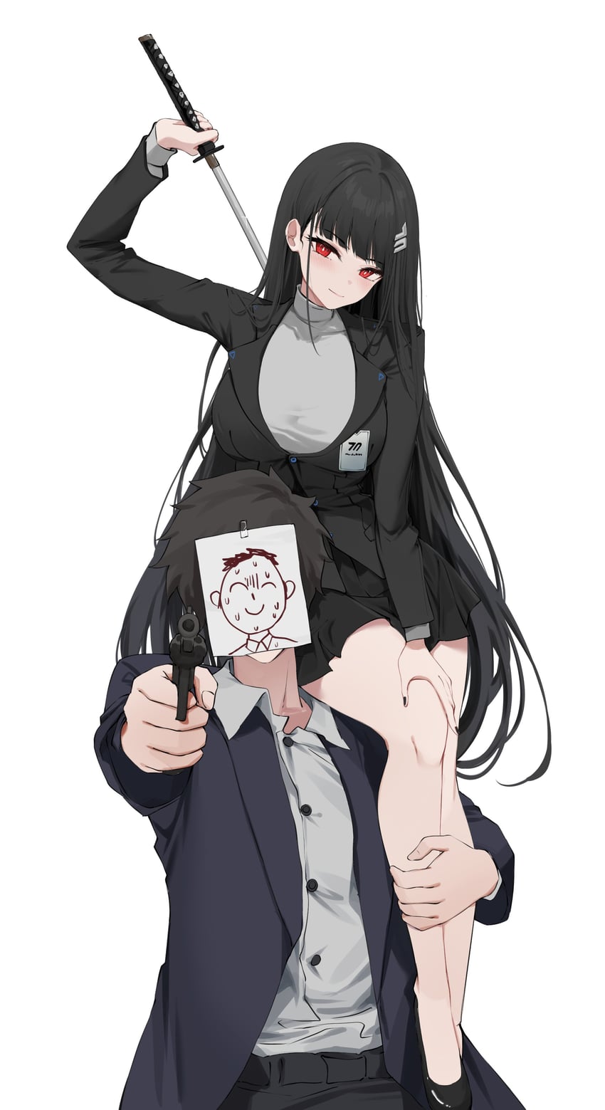 sensei, doodle sensei, and rio (blue archive) drawn by feint721