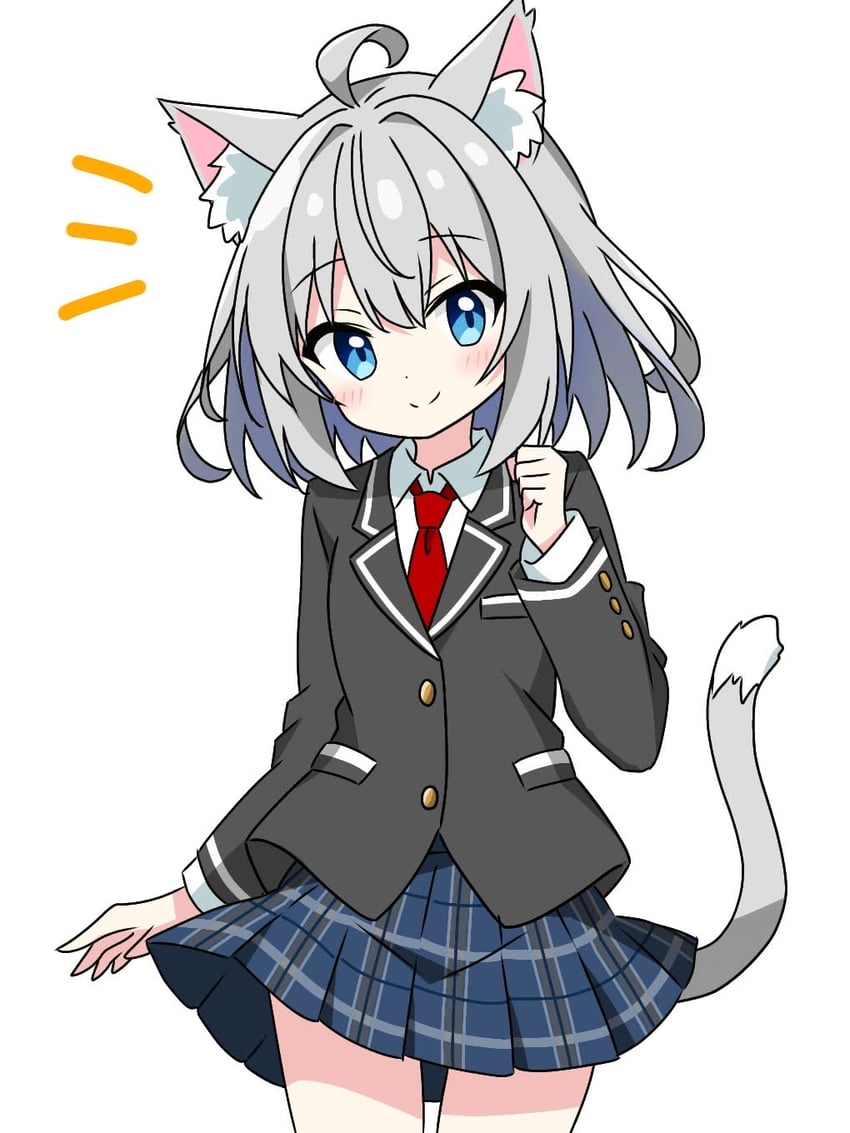 grey-haired cat girl (original) drawn by kotatsu-mazoku