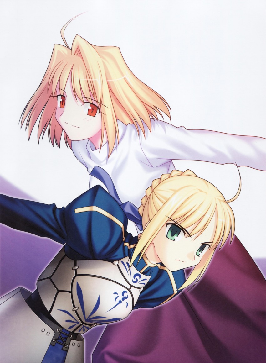 artoria pendragon, saber, and arcueid brunestud (fate and 3 more) drawn by takeuchi_takashi