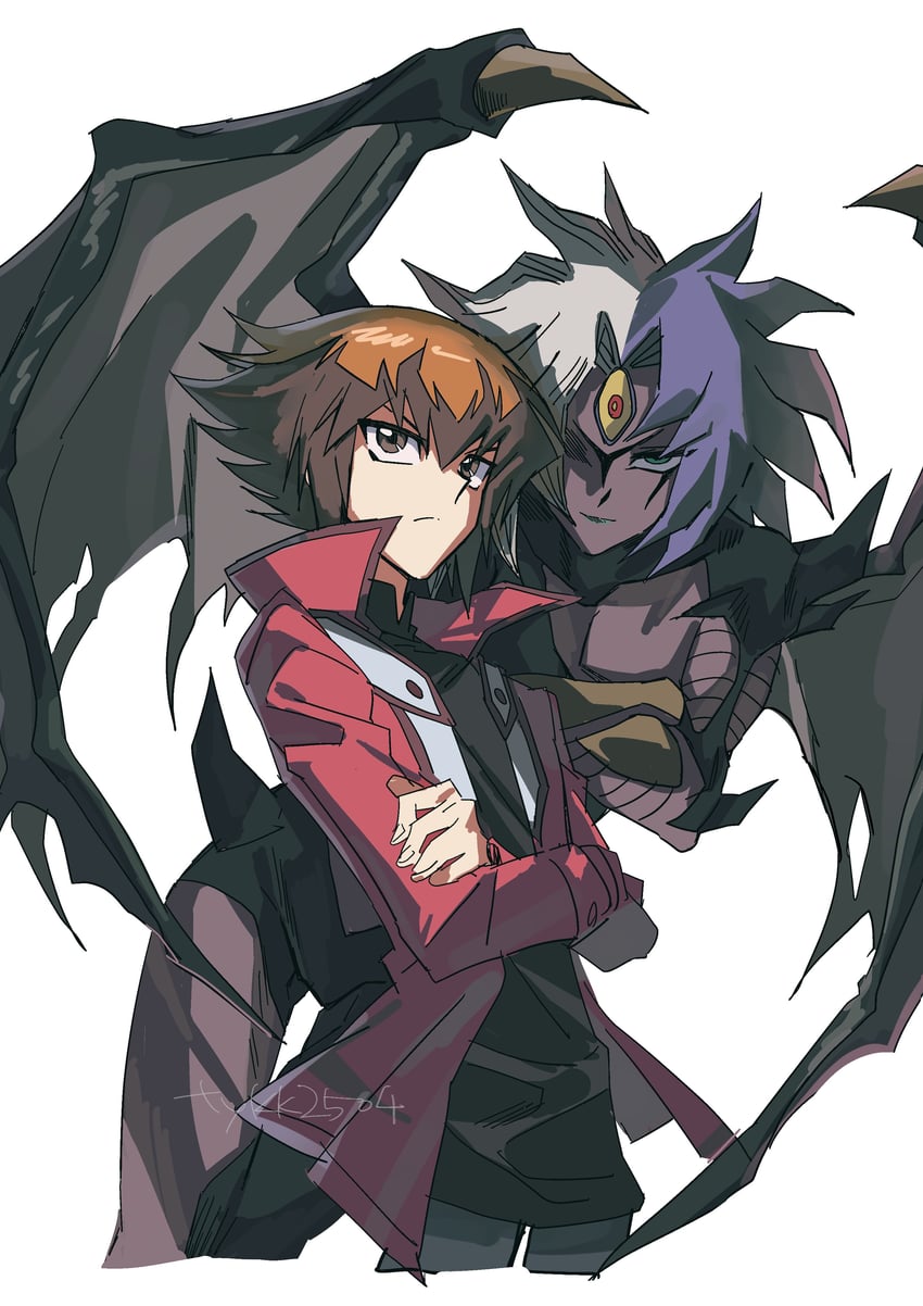 yuki judai and yubel (yu-gi-oh! and 1 more) drawn by skmkst